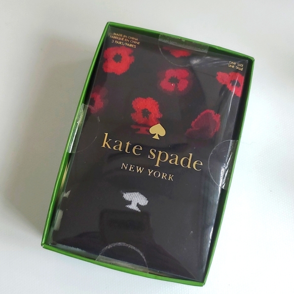 kate spade Accessories - NIB Kate Spade NY Patterned Crew Black Socks 3 pair Gift Set One Size